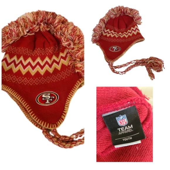 NFL TEAM APPAREL 49ERS YOUTH EAR FLAP KNIT HAT - Picture 2 of 4